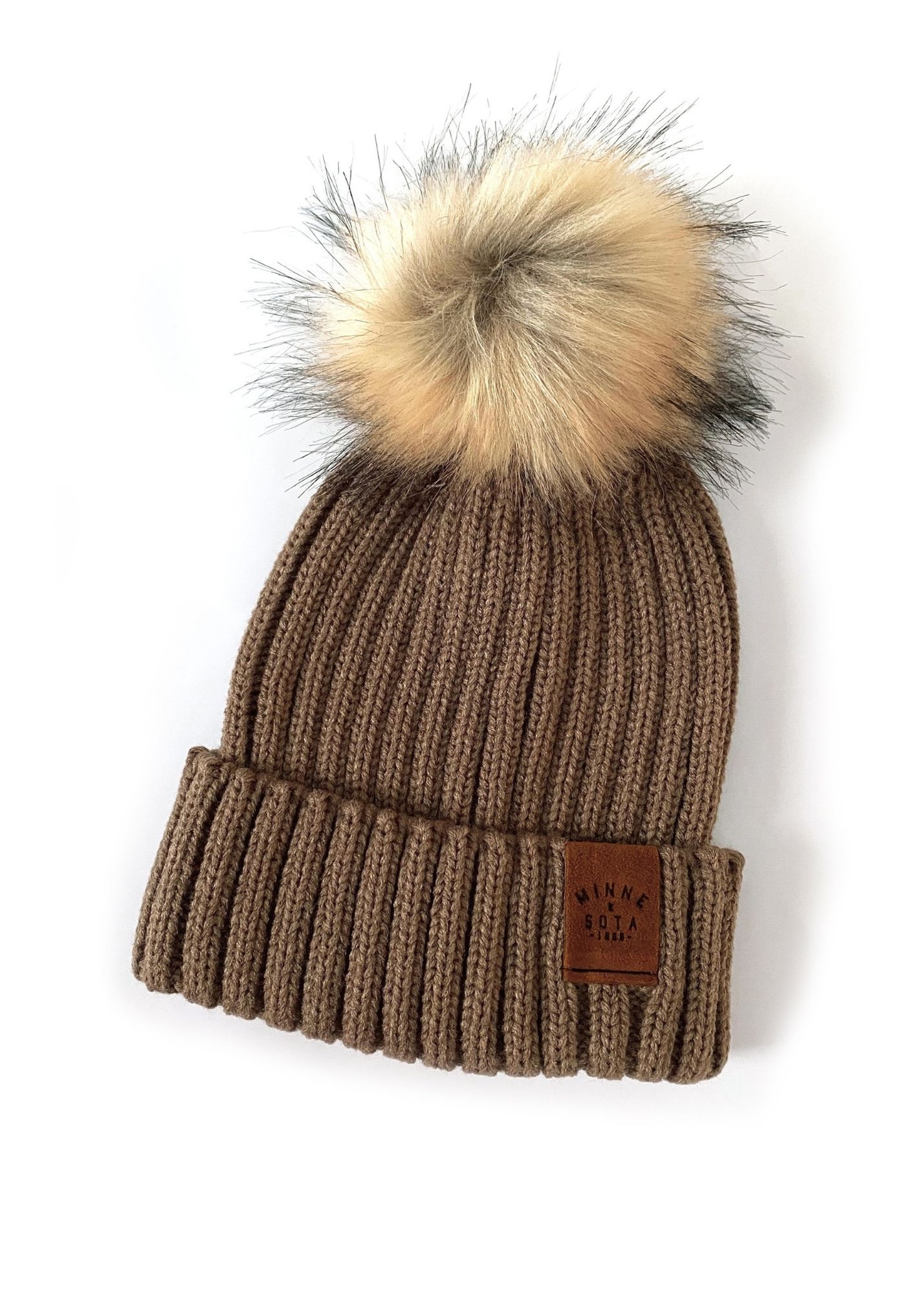 Minnesota Pom Knit Beanie Accessories Northern Print Co. Mocha