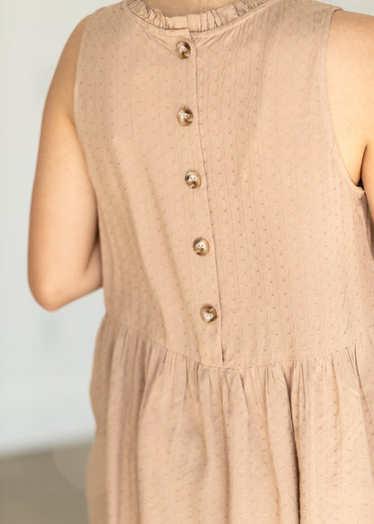 Mocha Ruffled Mock Neck Tank Top - FINAL SALE Tops