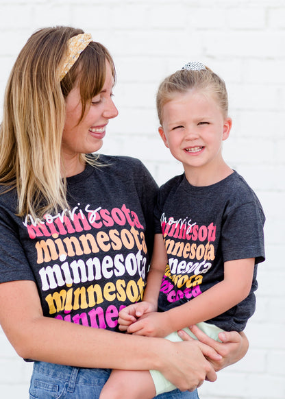 Girls dark gray morris minnesota graphic tee