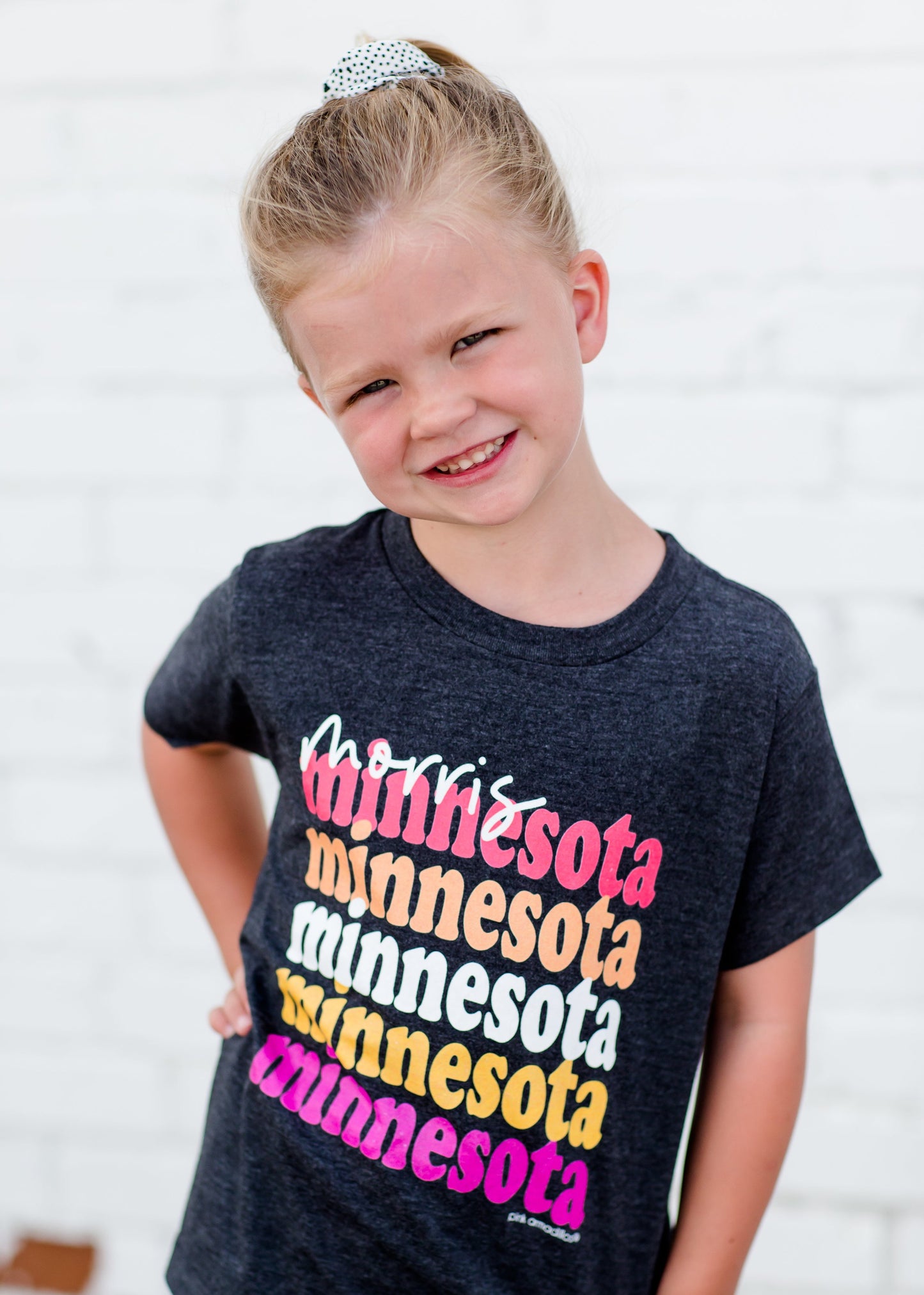 Girls dark gray morris minnesota graphic tee