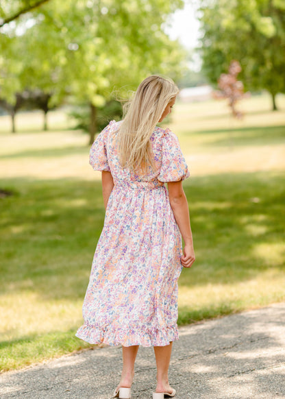 Multi Floral Button Down Midi Dress - FINAL SALE Dresses