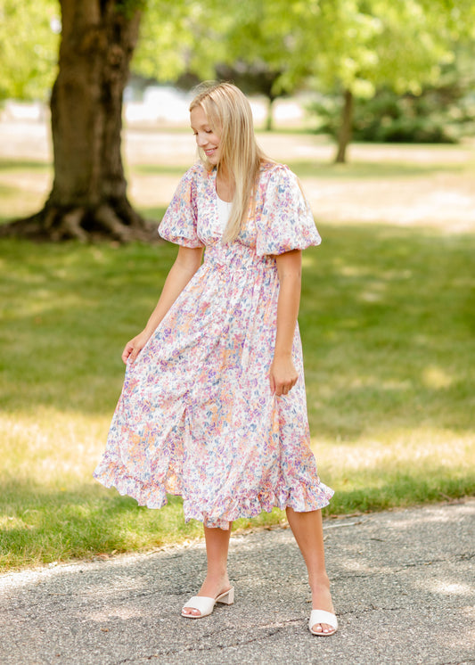 Multi Floral Button Down Midi Dress - FINAL SALE Dresses