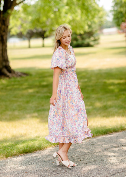 Multi Floral Button Down Midi Dress - FINAL SALE Dresses