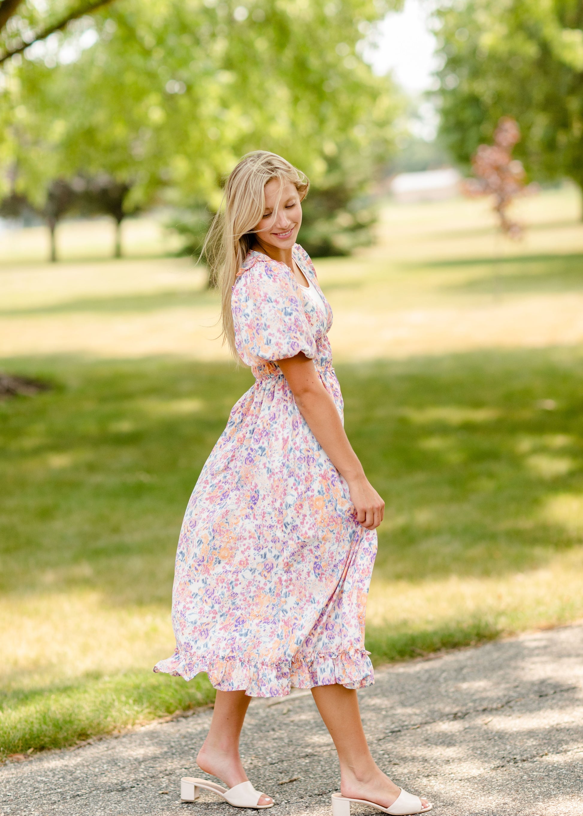 Multi Floral Button Down Midi Dress - FINAL SALE Dresses