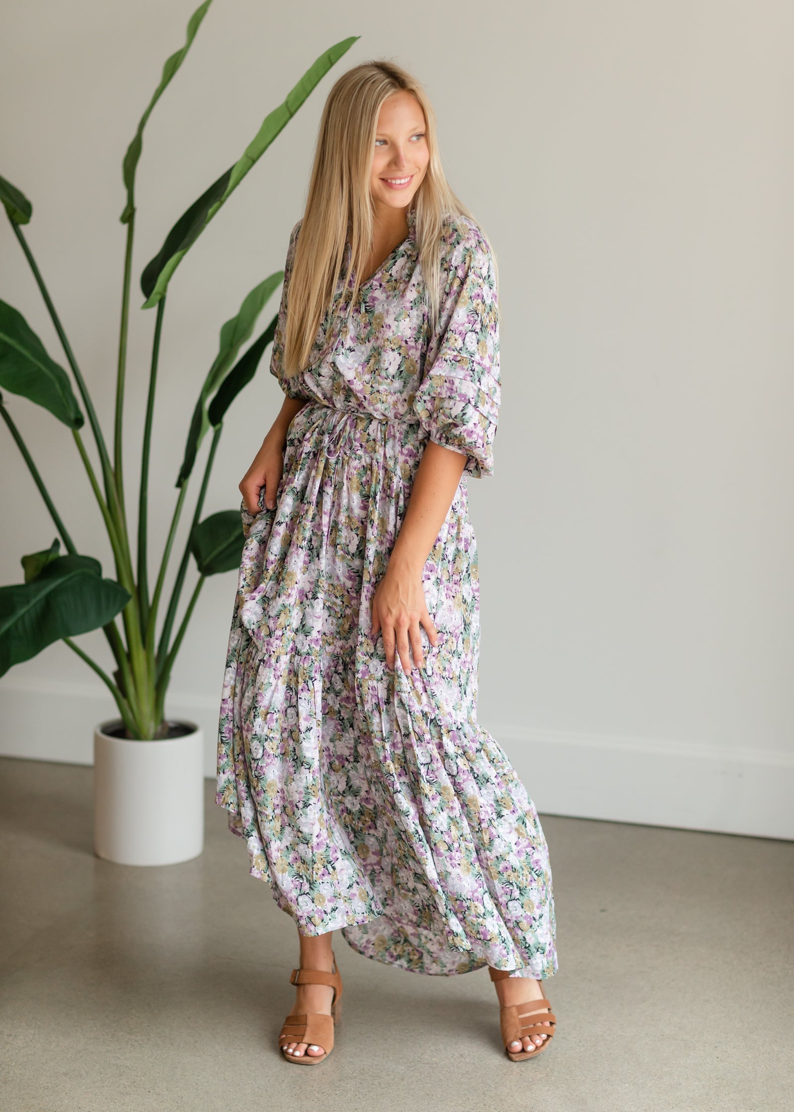 Multi Floral Tie Waist Maxi Dress - FINAL SALE Dresses