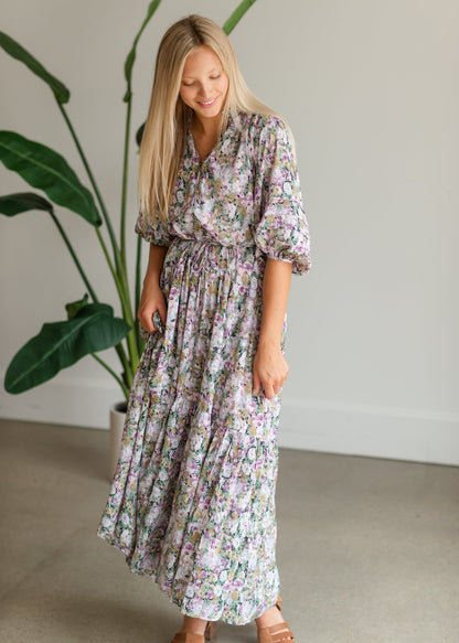 Multi Floral Tie Waist Maxi Dress - FINAL SALE Dresses