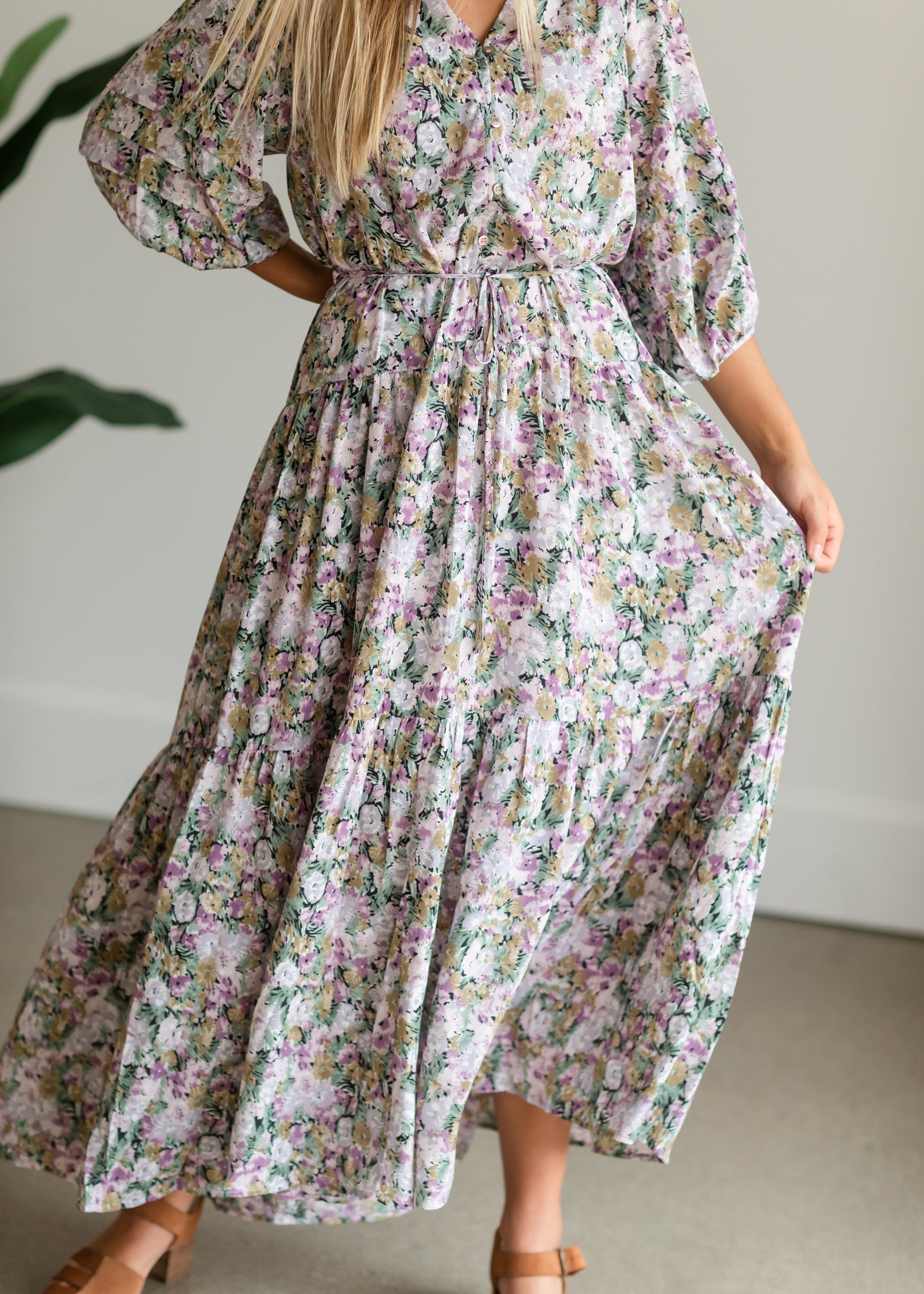 Multi Floral Tie Waist Maxi Dress - FINAL SALE Dresses