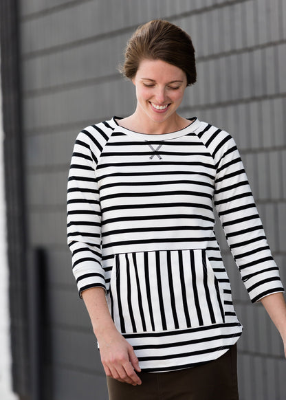 Multi Striped 3/4 Sleeve Top - FINAL SALE Tops