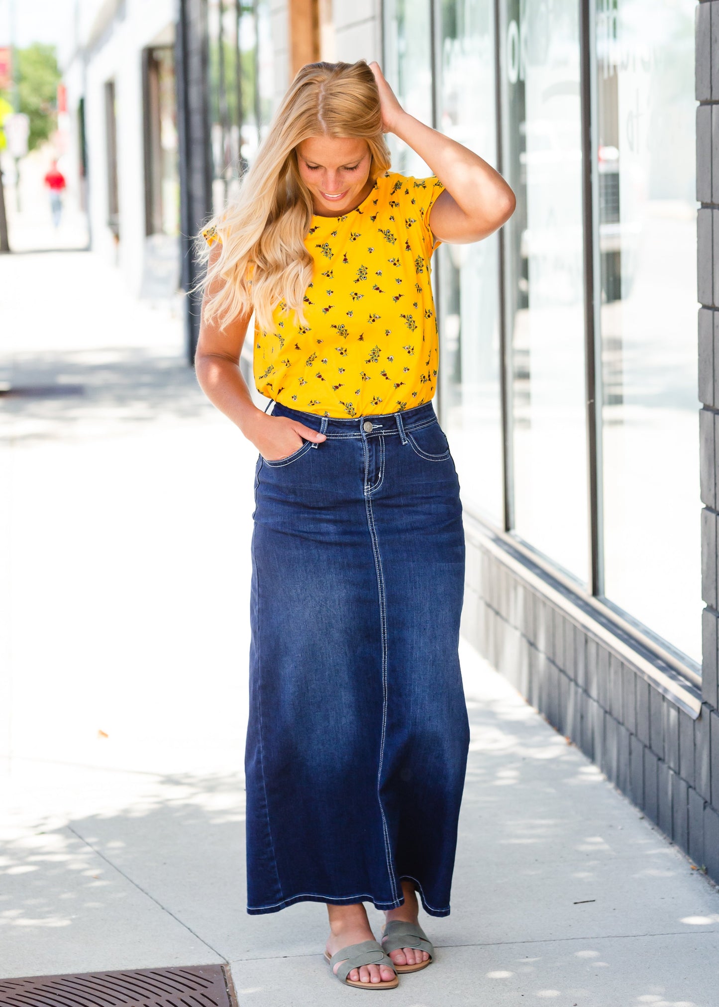 Mustard Floral Flutter Sleeve Top - FINAL SALE Tops