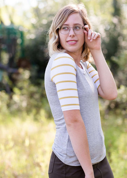 Mustard Stripe Baseball Tee - FINAL SALE Tops