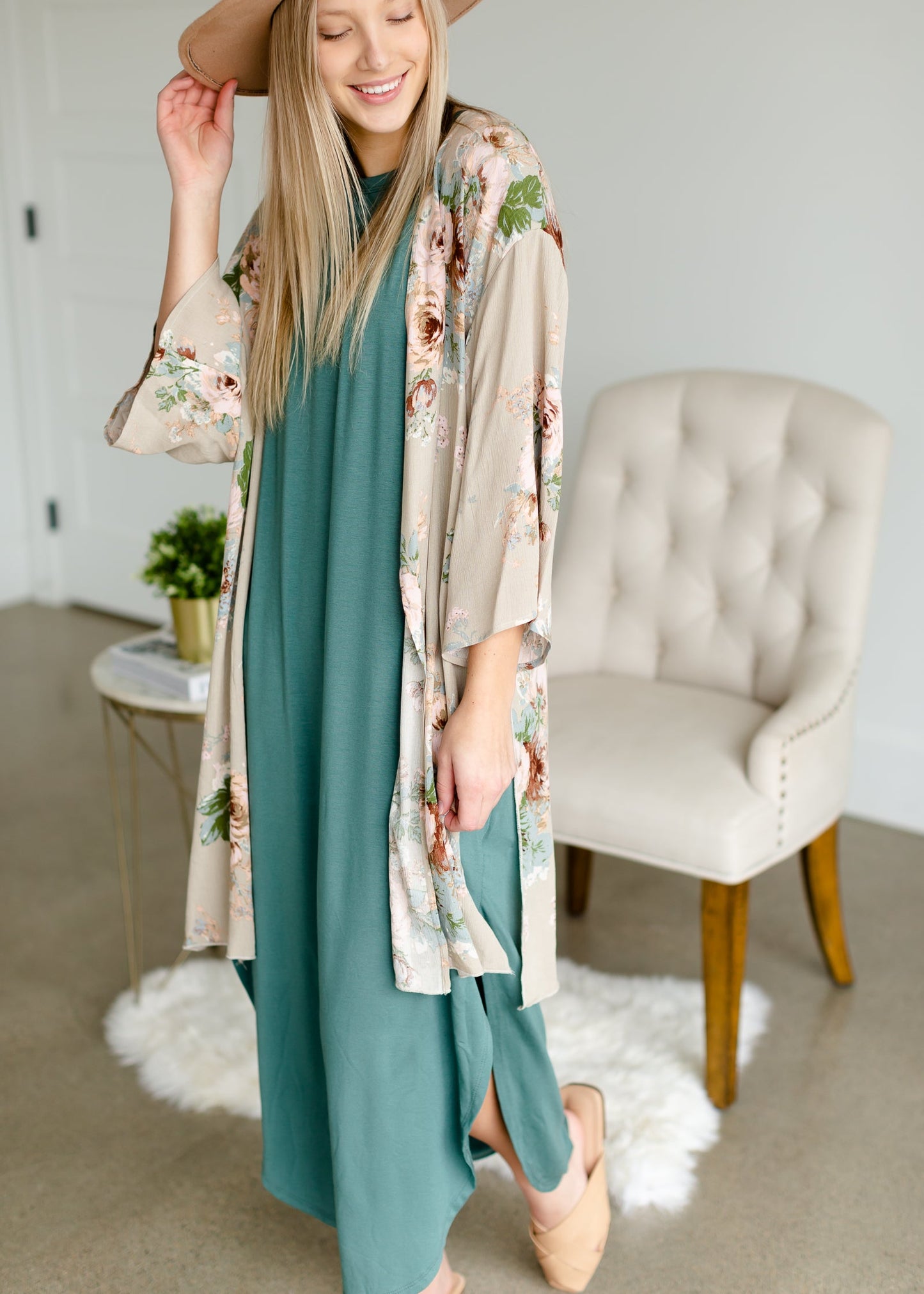 Muted Jade Round Hem T-Shirt Dress Dresses