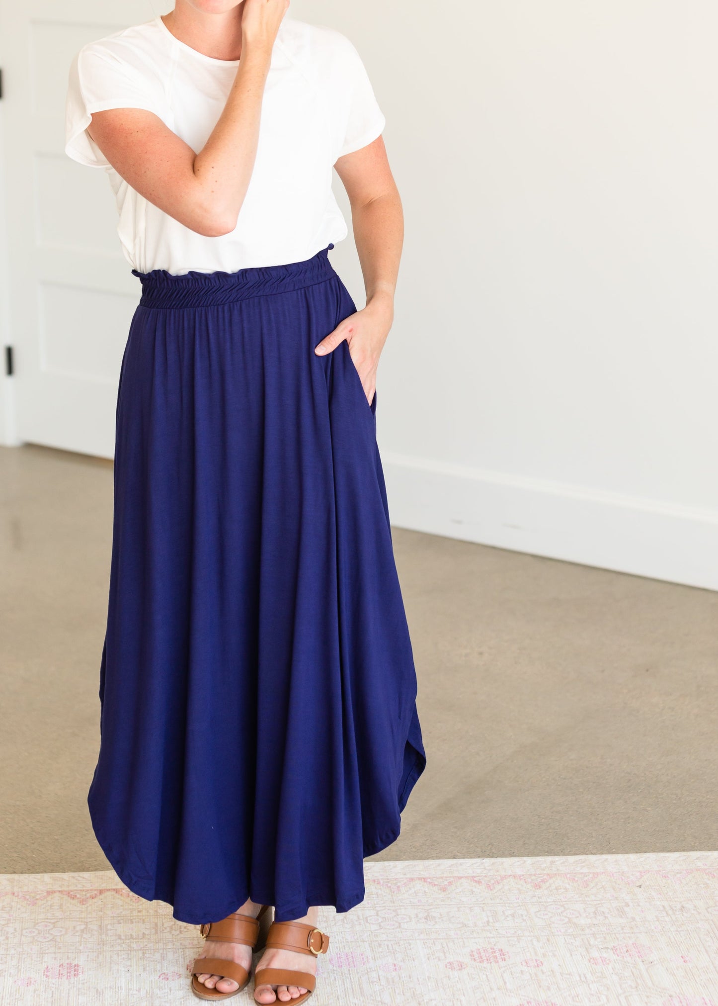 Navy Blue Jersey Maxi Skirt - FINAL SALE Skirts