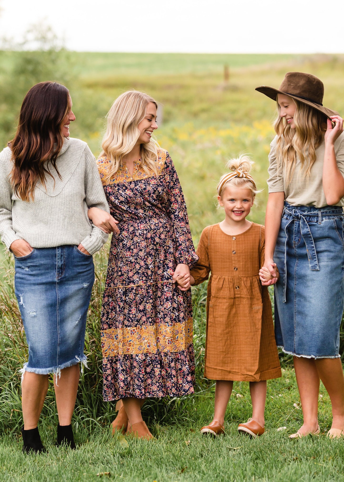 Navy Floral Prairie Peasant Midi Dress - FINAL SALE Dresses