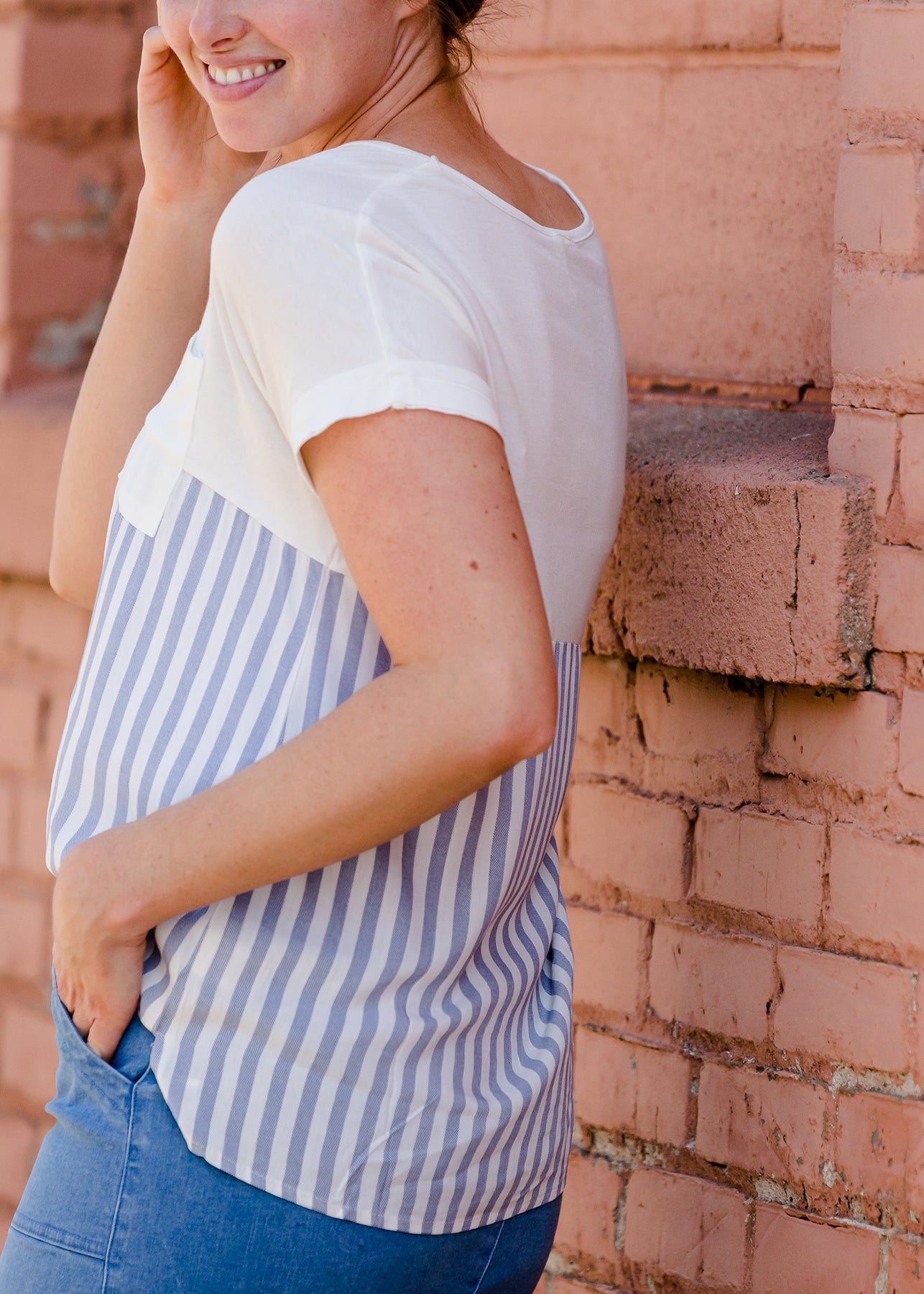 Navy Mixed Stripe Top - FINAL SALE Tops