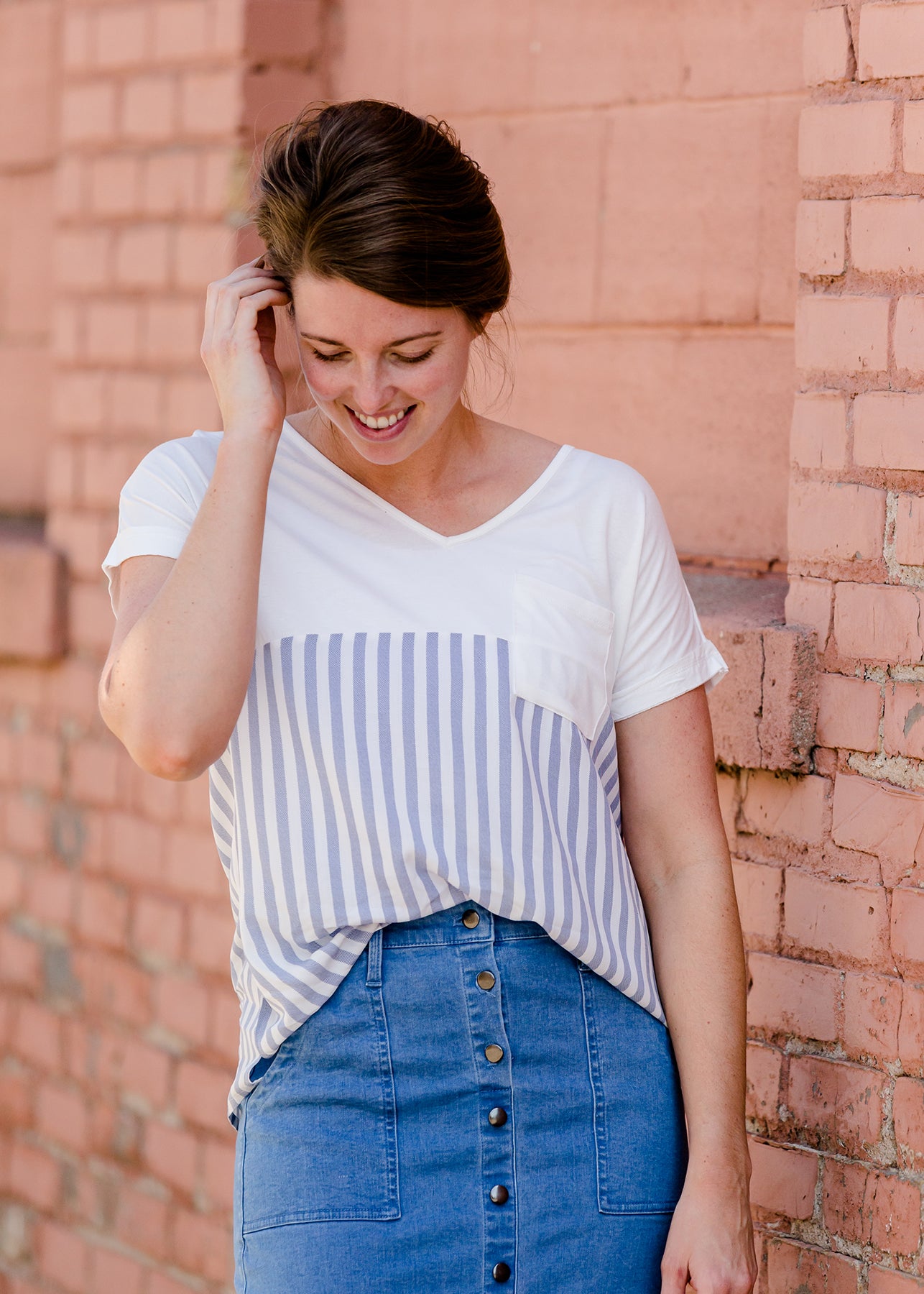 Navy Mixed Stripe Top - FINAL SALE Tops