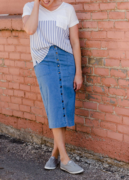 Navy Mixed Stripe Top - FINAL SALE Tops