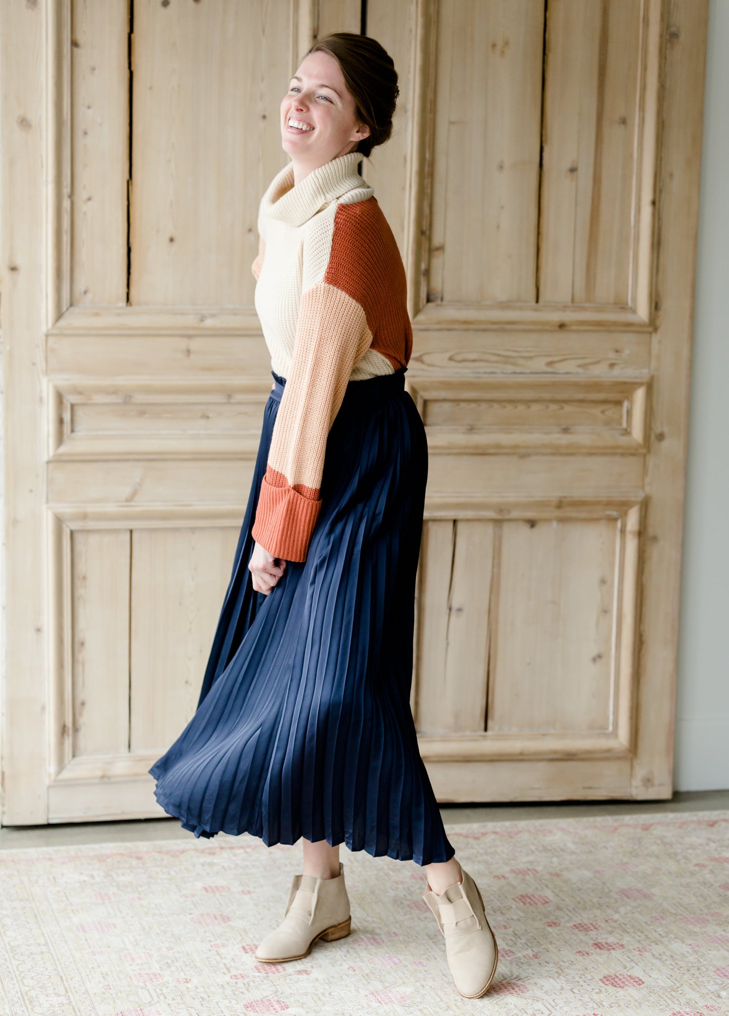 Navy Pleated High Waist Skirt - FINAL SALE Skirts