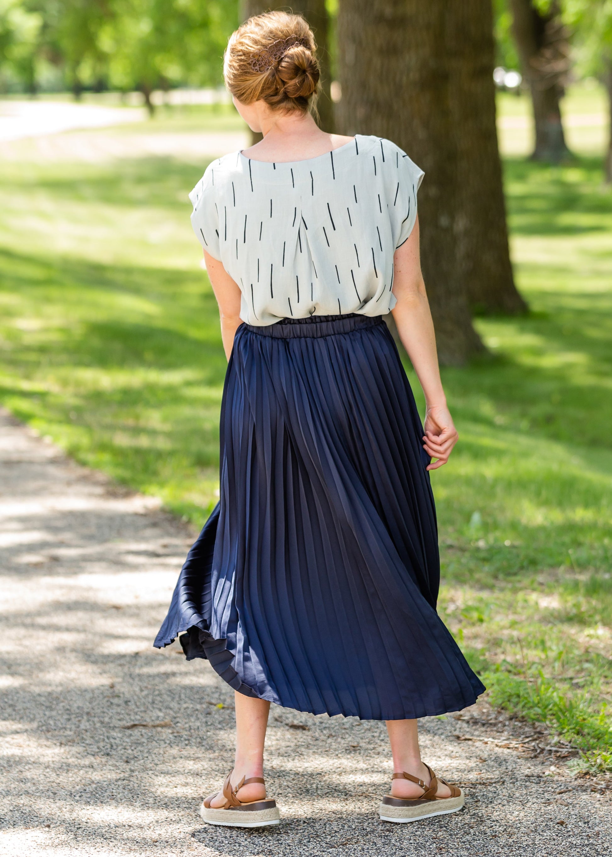 Navy Pleated High Waist Skirt - FINAL SALE Skirts