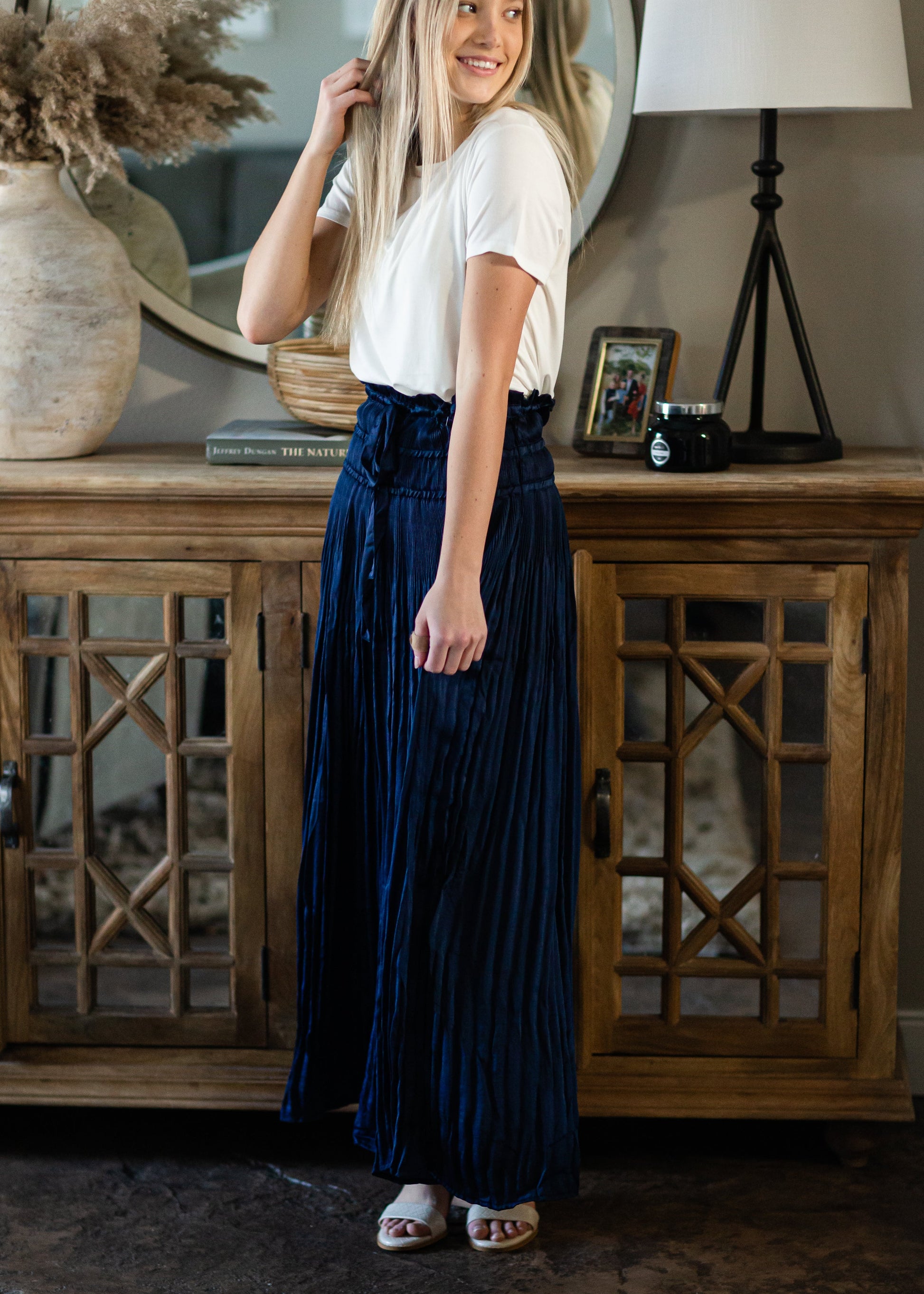 Navy Pleated Maxi Skirt - FINAL SALE Skirts