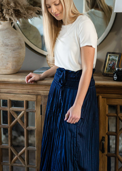 Navy Pleated Maxi Skirt - FINAL SALE Skirts