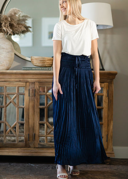 Navy Pleated Maxi Skirt - FINAL SALE Skirts