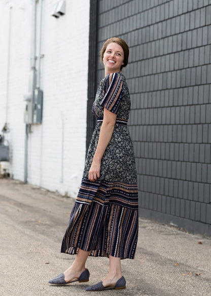 Navy Printed Maxi Dress - FINAL SALE Dresses