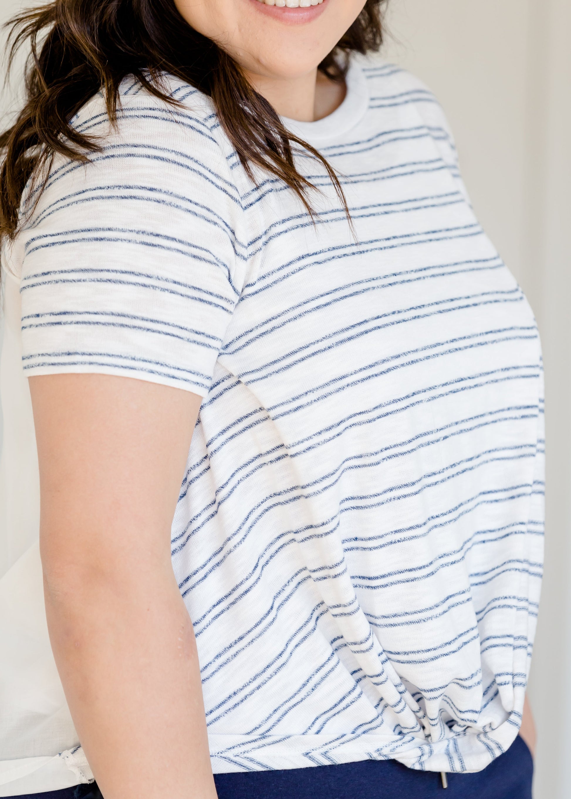 Navy Striped Crewneck Tee - FINAL SALE Tops