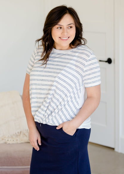 Navy Striped Crewneck Tee - FINAL SALE Tops