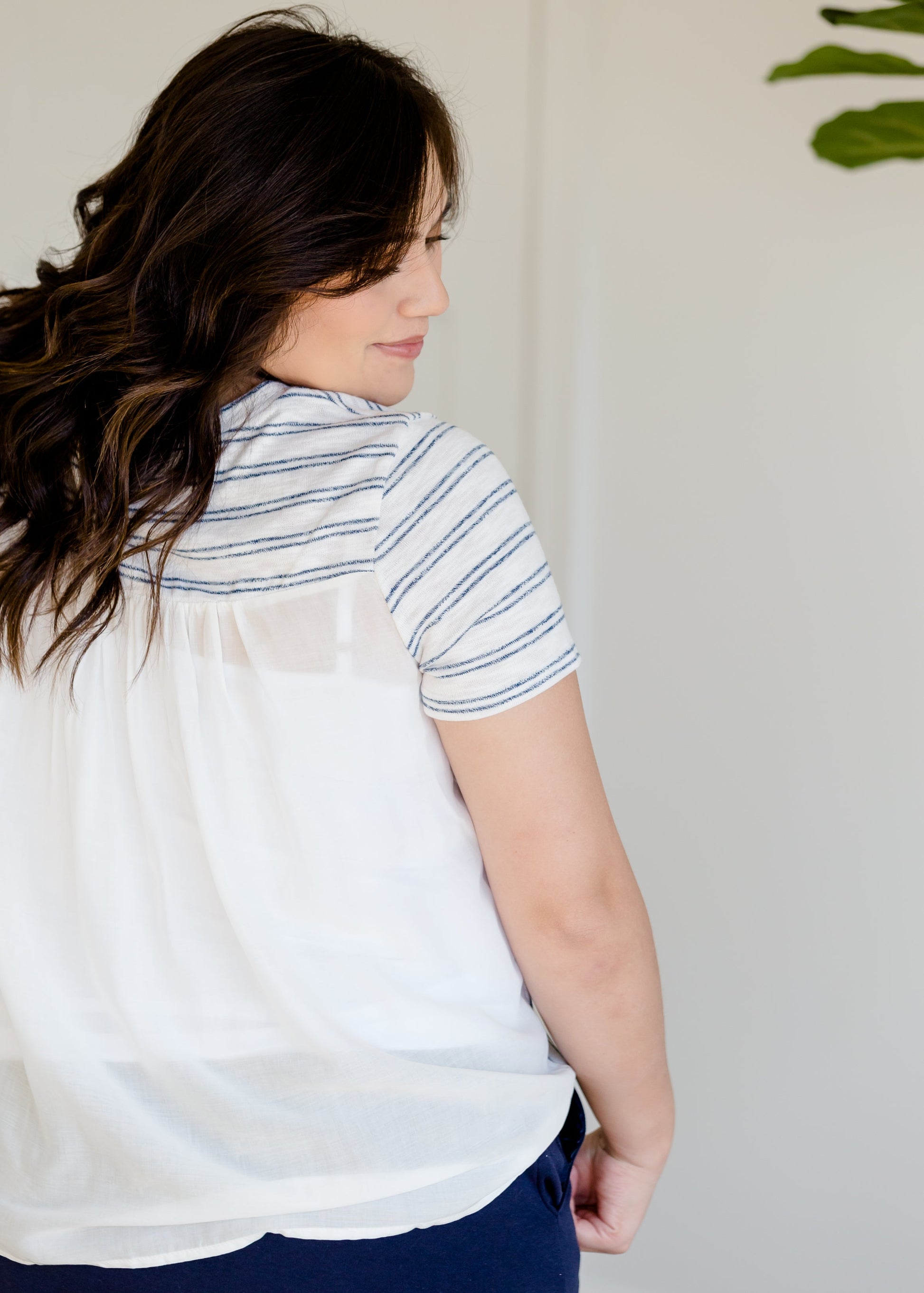 Navy Striped Crewneck Tee - FINAL SALE Tops