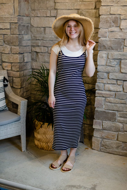 Navy Striped Knit Top and Dress Set - FINAL SALE Dresses