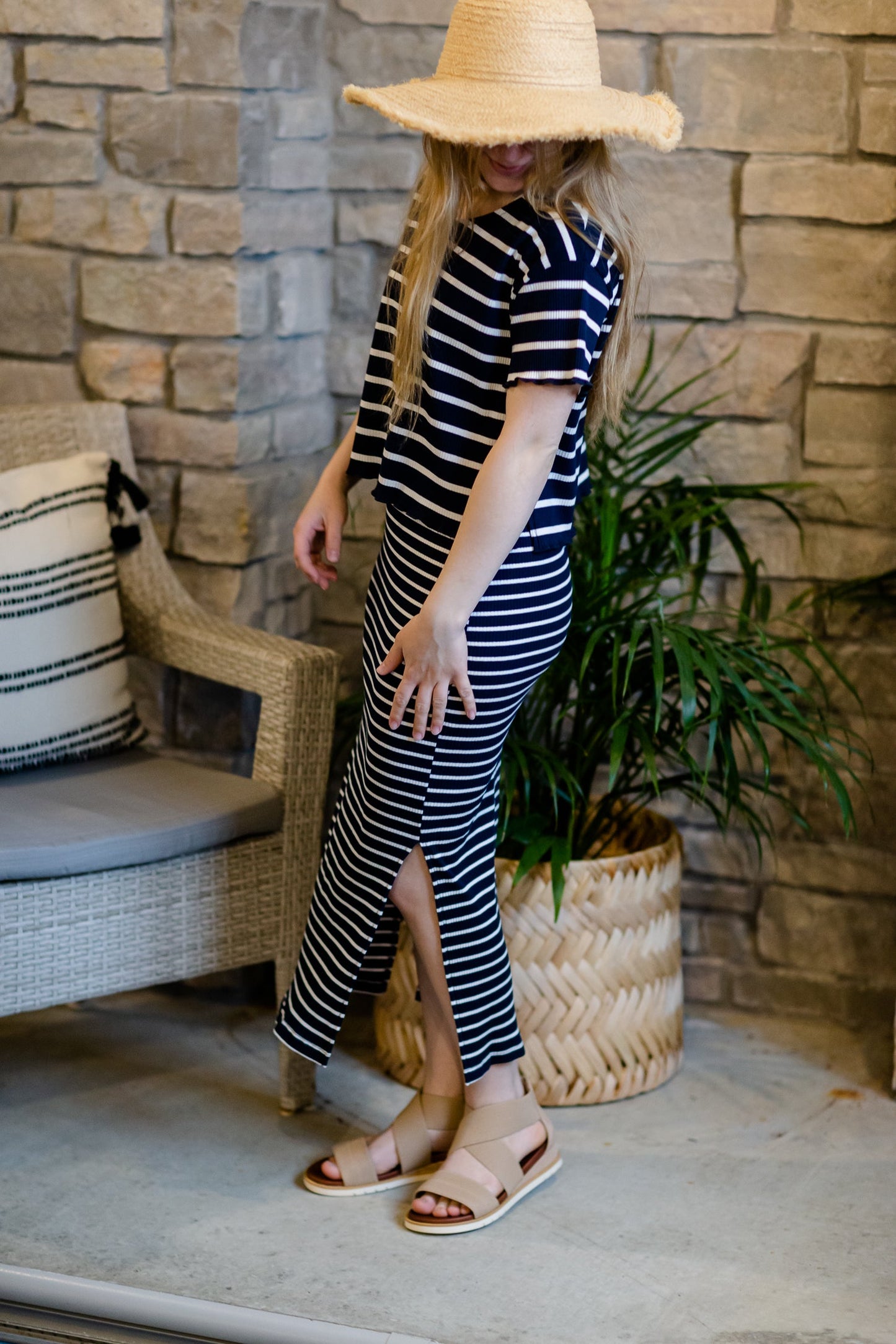 Navy Striped Knit Top and Dress Set - FINAL SALE Dresses