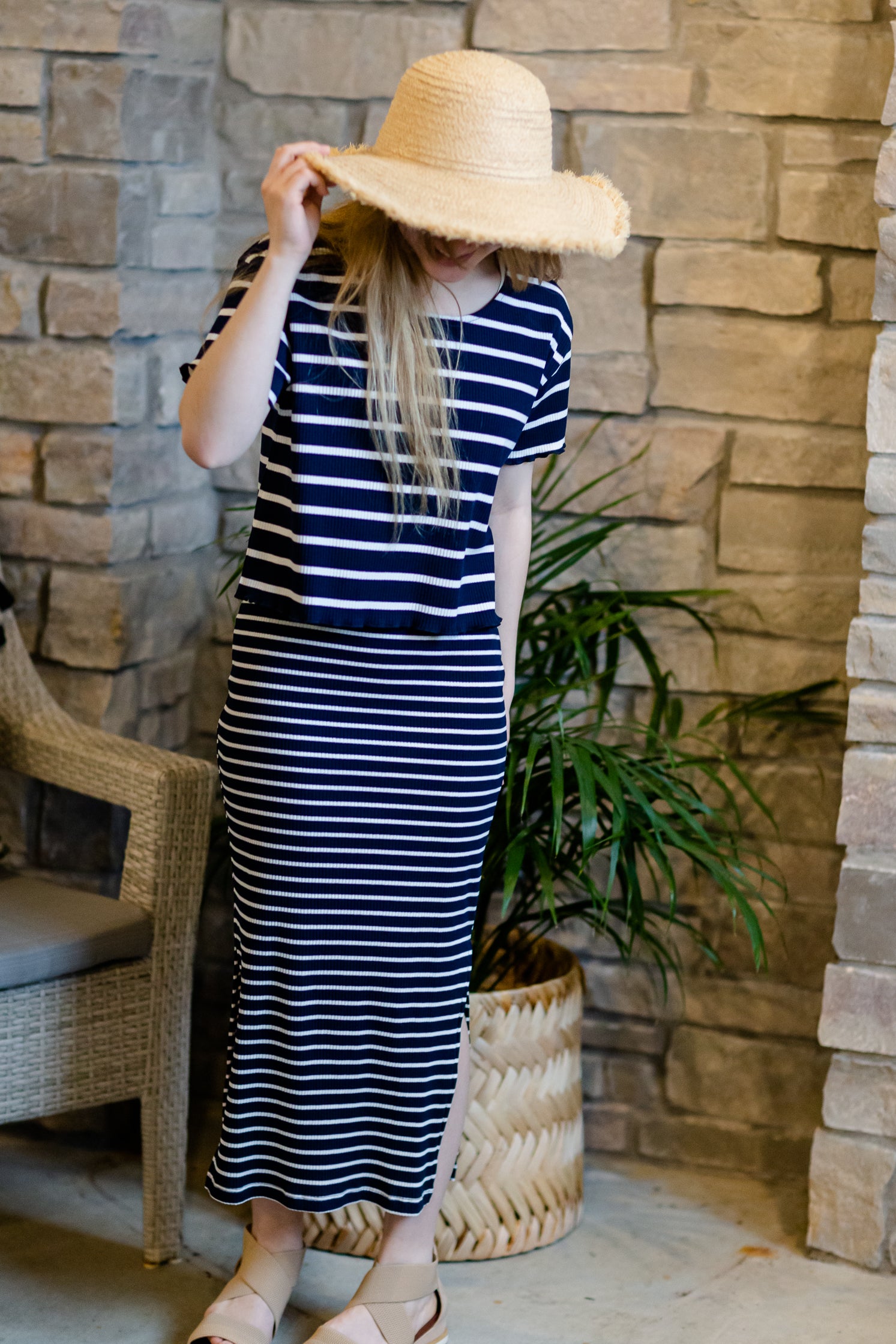 Navy Striped Knit Top and Dress Set - FINAL SALE Dresses