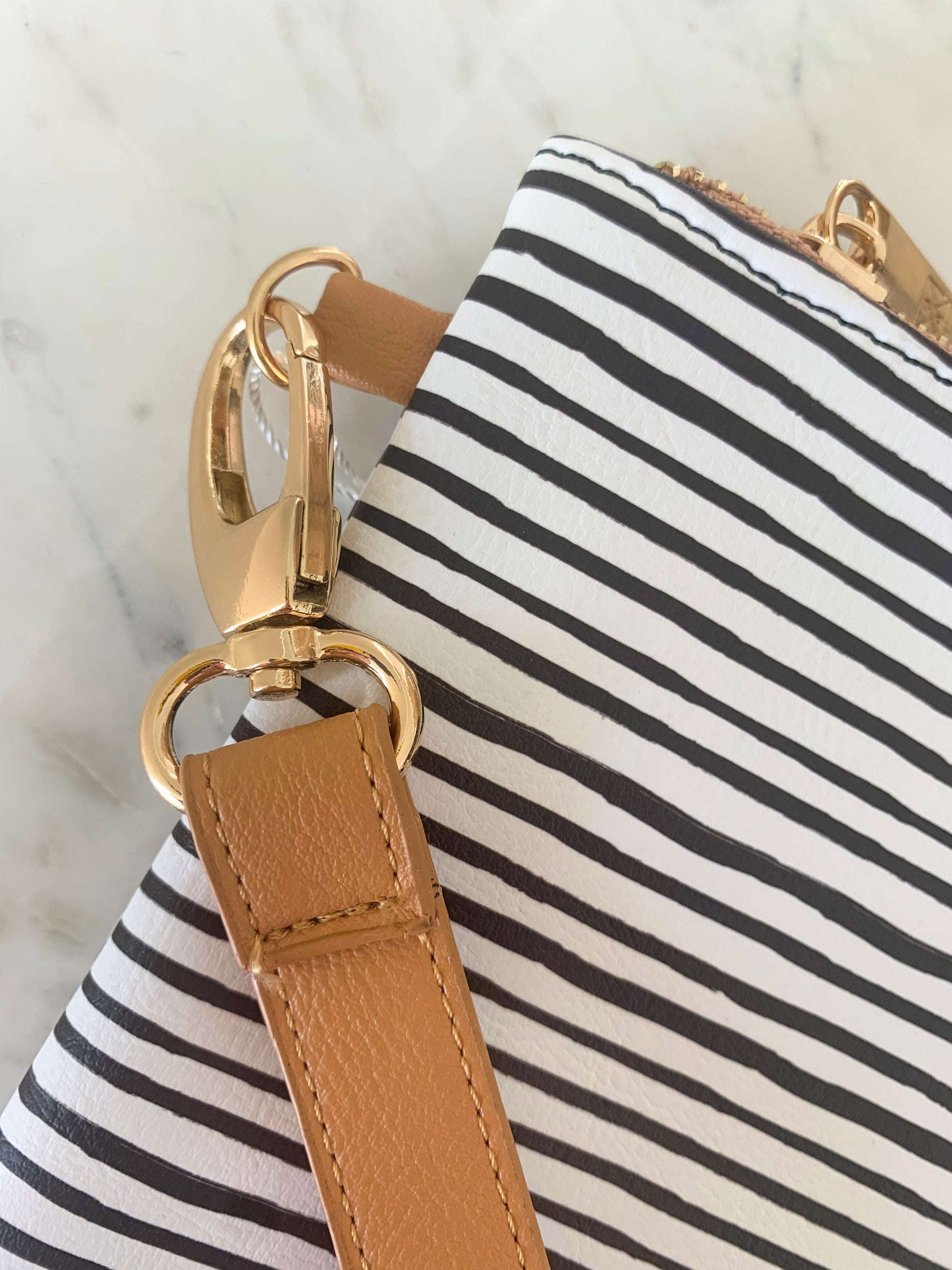 Navy Striped Zipper Clutch - FINAL SALE Accessories