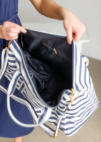 Navy + White Striped Weekender Duffle Bag - FINAL SALE Accessories