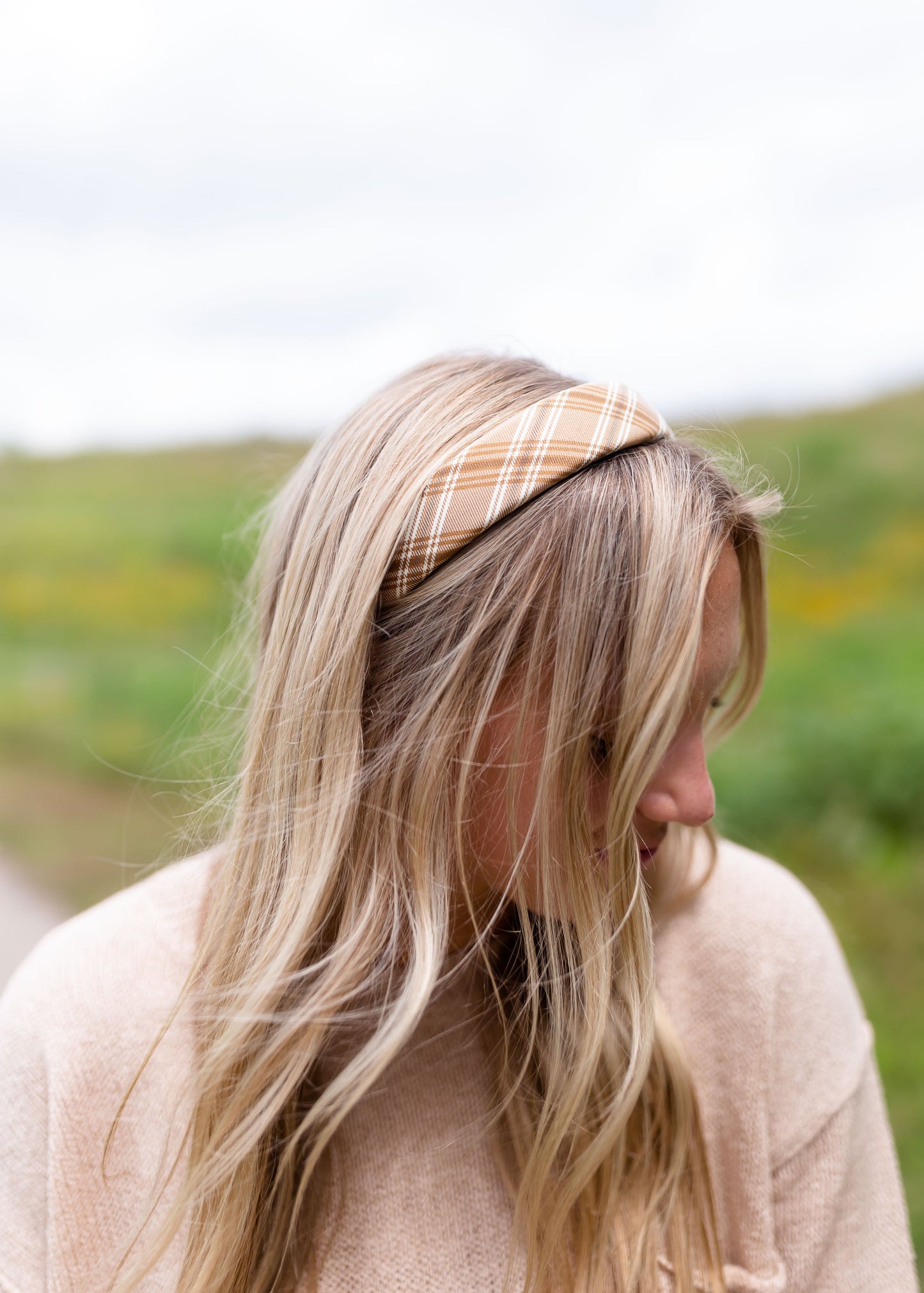 Neutral Plaid Headband Accessories