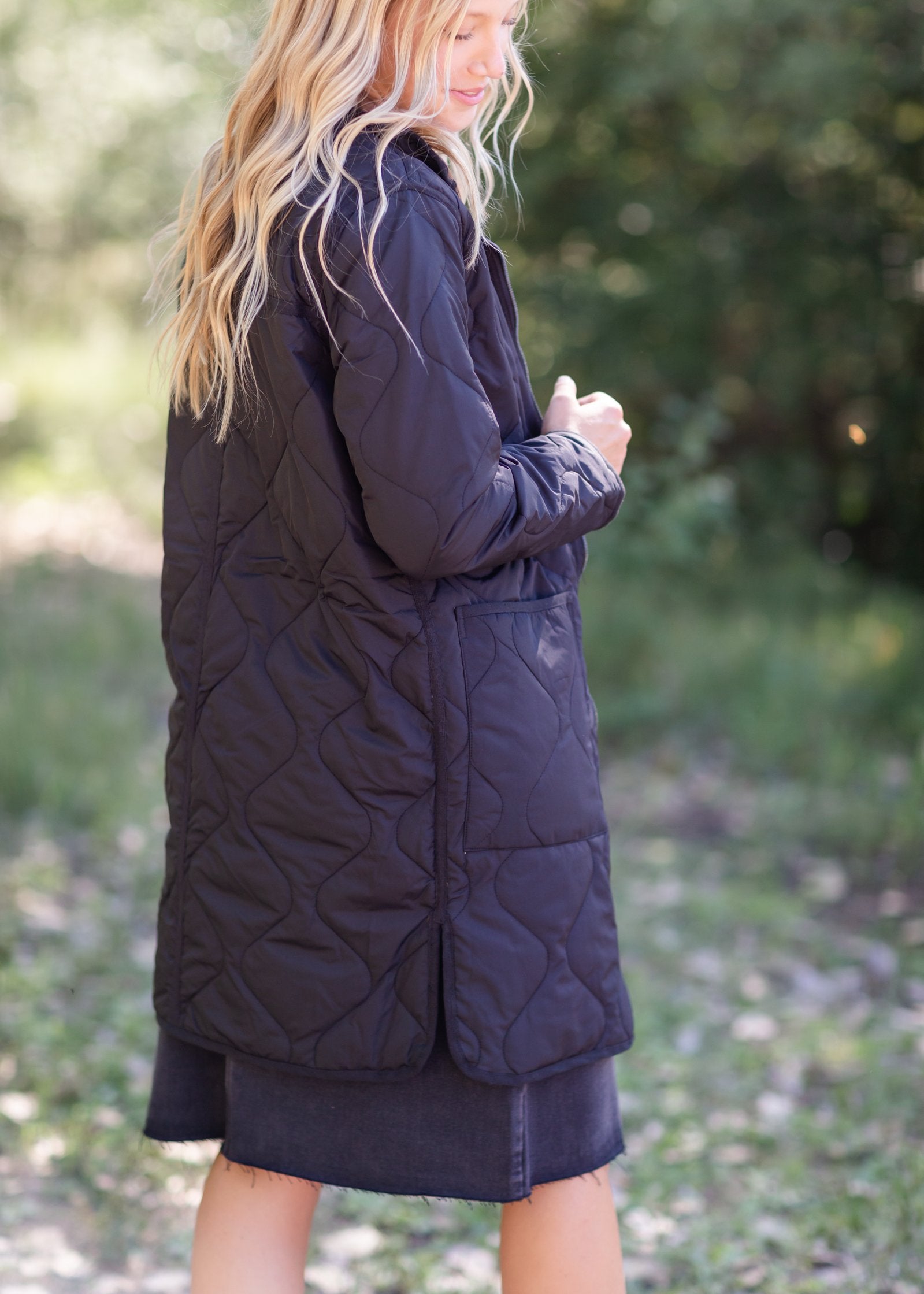 Nixie Black and Brown Reversible Quilted Jacket Tops Thread & Supply