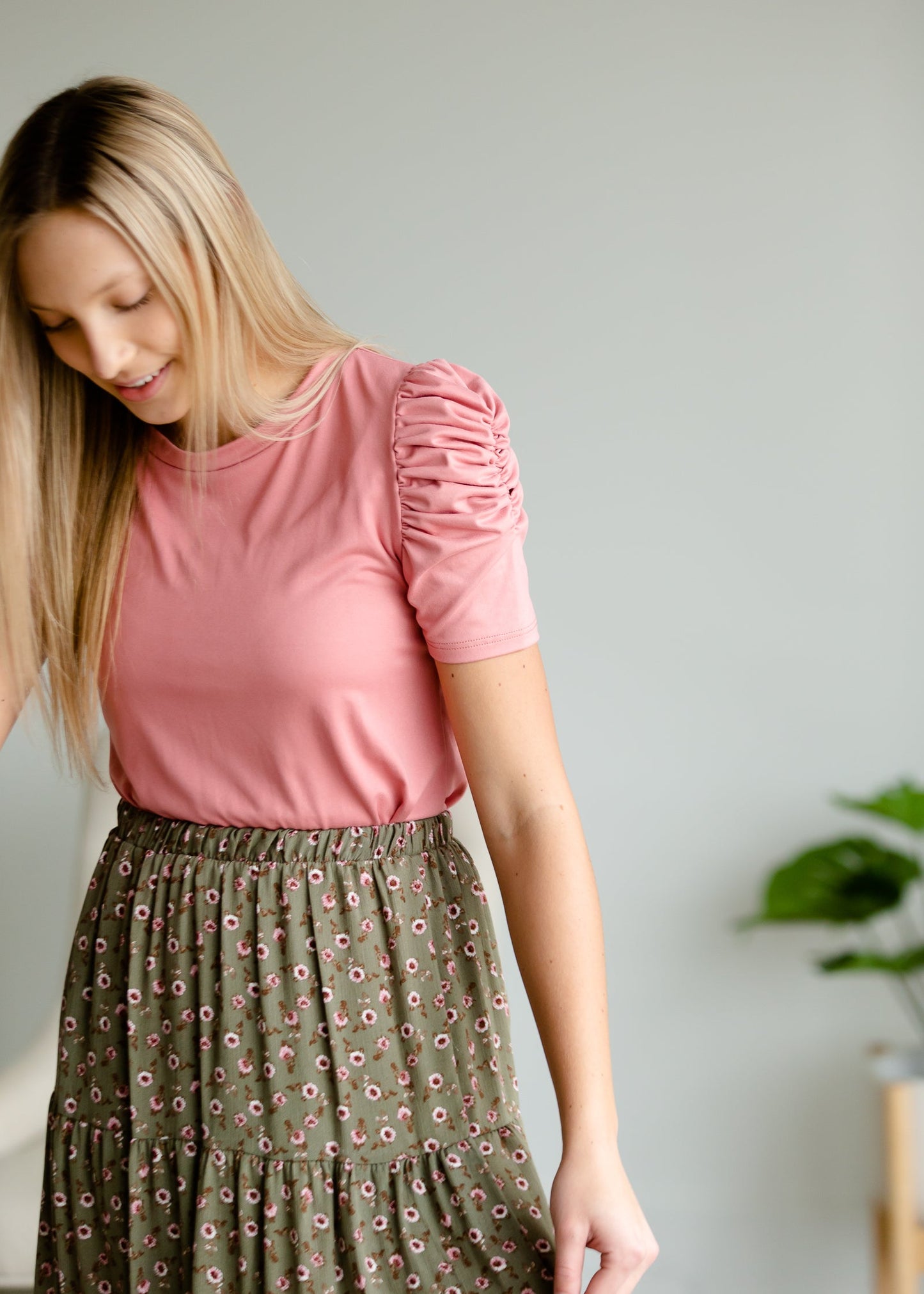 Olive + Blush Floral Tiered Midi Skirt - FINAL SALE Skirts