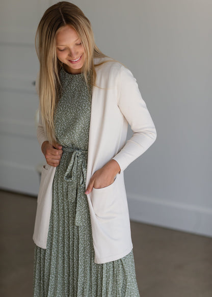 Olive Pleated Midi Dress w/Belt Dresses