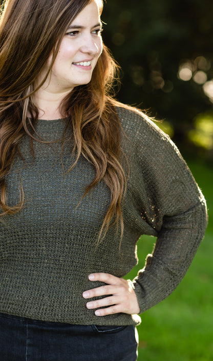 Olive Shoulder Button Detail Sweater - FINAL SALE Tops