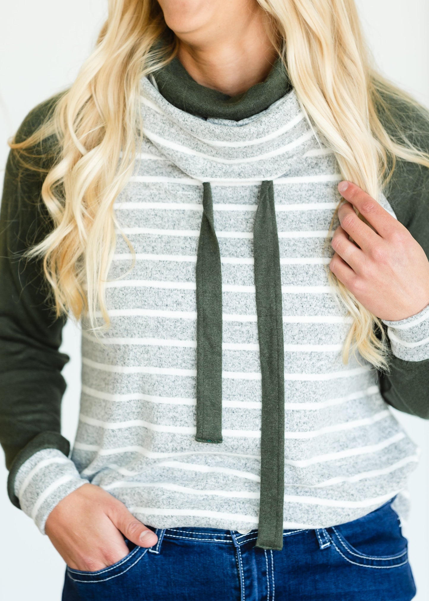 Olive  Striped  Raglan Top - FINAL SALE Shirt