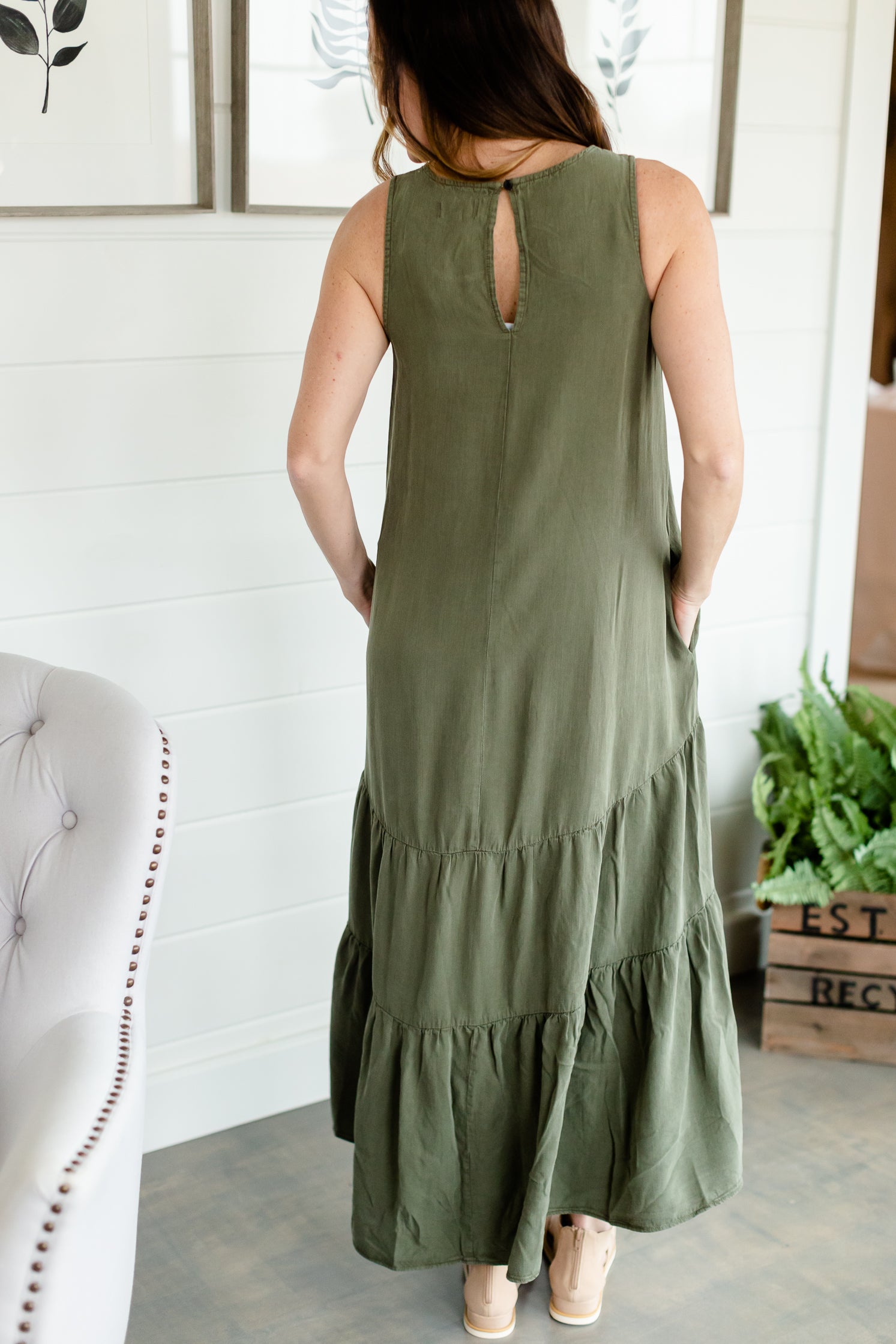 Olive Tiered Flowy Maxi Dress - FINAL SALE Dresses