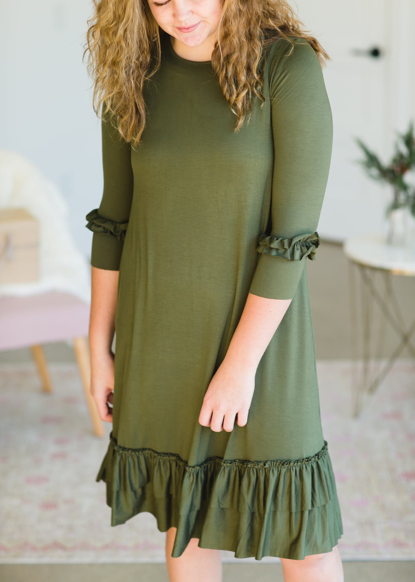 Olive Tiered Ruffle Midi Dress - FINAL SALE Dresses