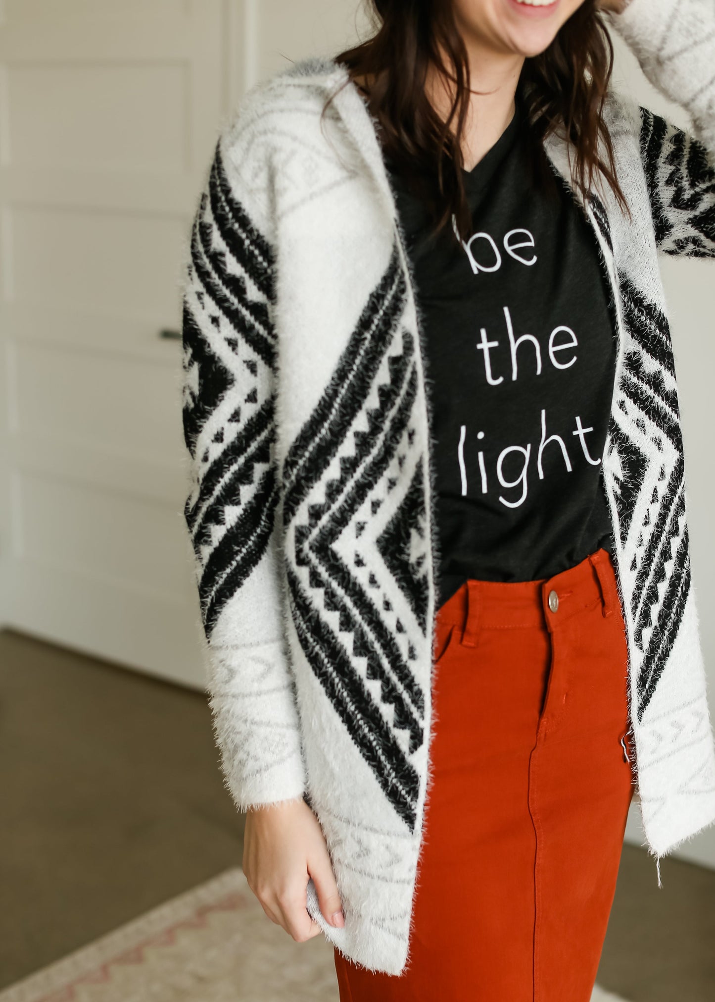 Open Front Aztec Cardigan - FINAL SALE Tops