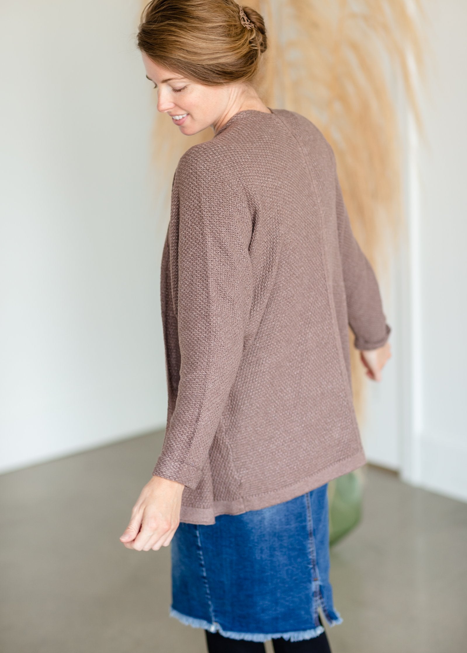 Open Front Loose Knit Long Sleeve Cardigan Tops Staccato