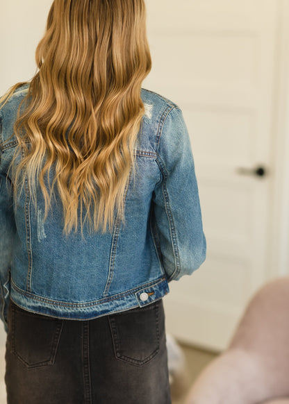 Oversized  Distressed Denim Jacket - FINAL SALE Tops