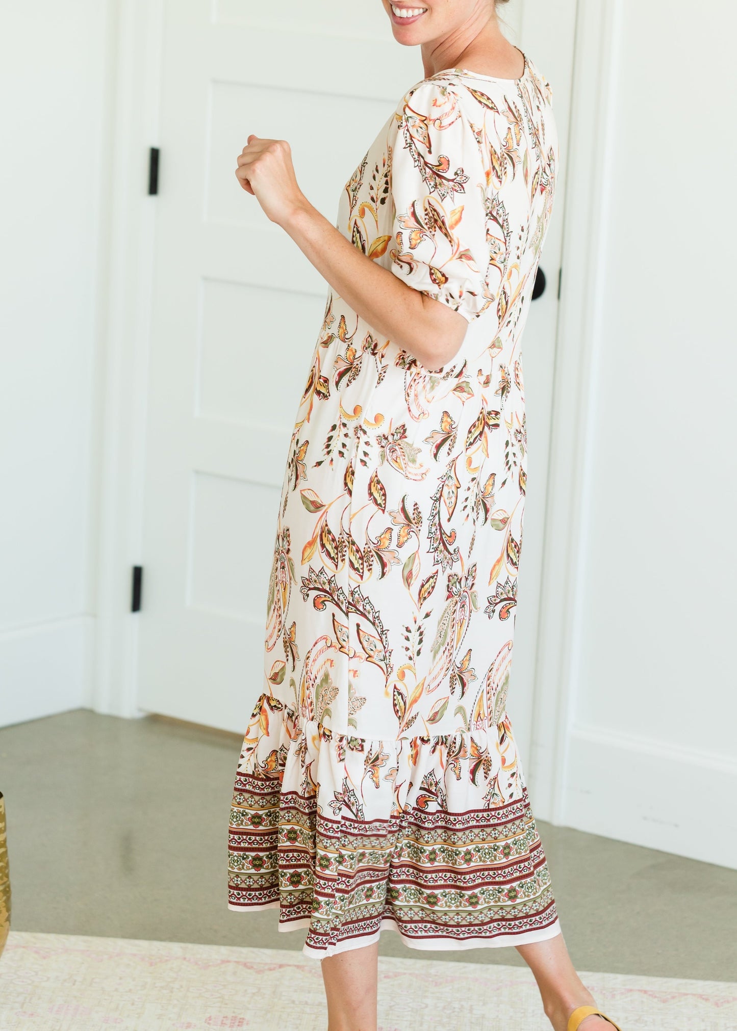 Paisley Print Cream Midi Dress - FINAL SALE Dresses