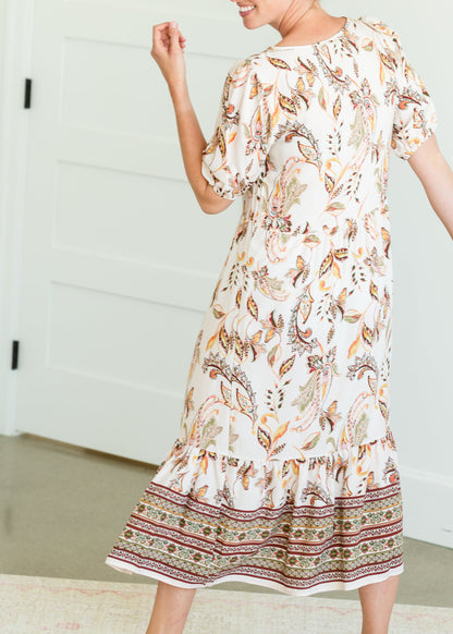 Paisley Print Cream Midi Dress - FINAL SALE Dresses