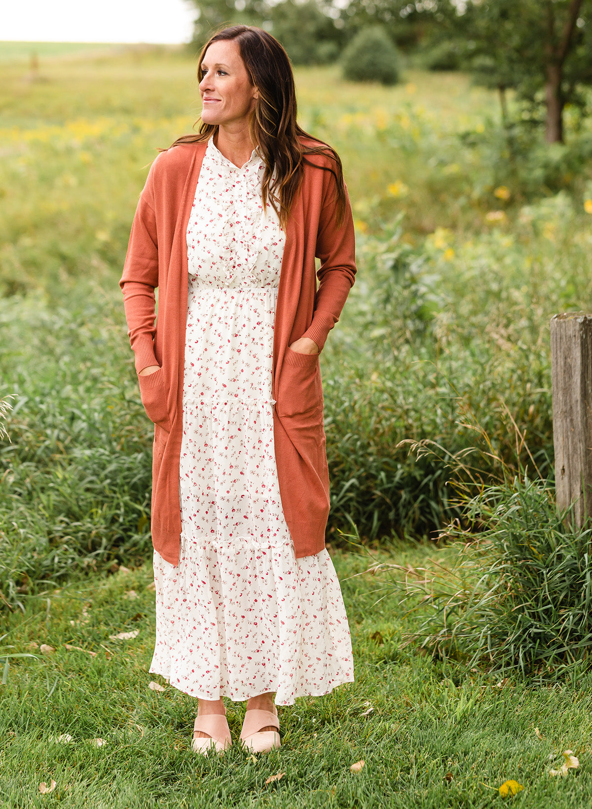 Pale Brick Soft + Classic Cardigan Tops