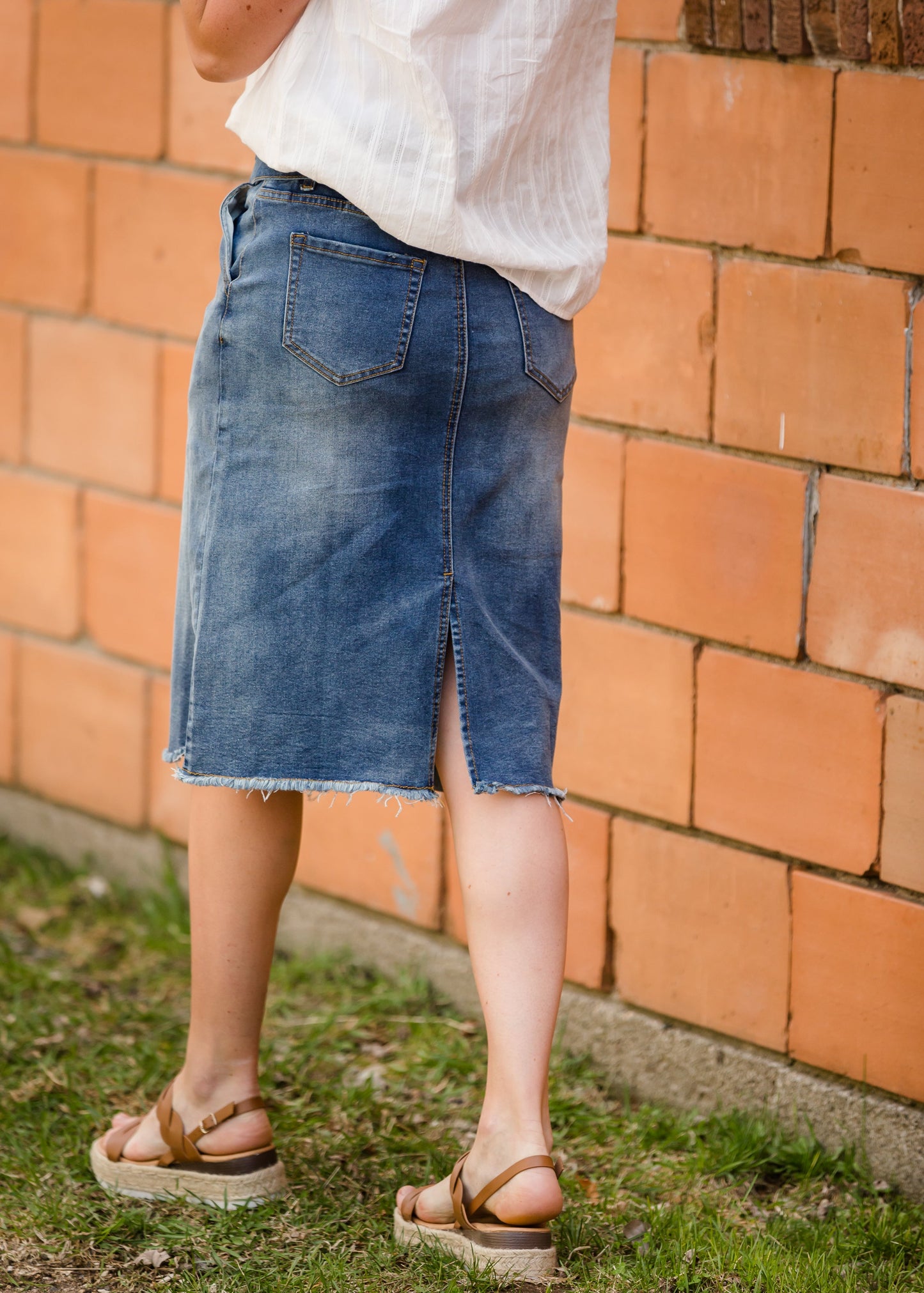 Paperbag Denim Tie Midi Skirt Skirts