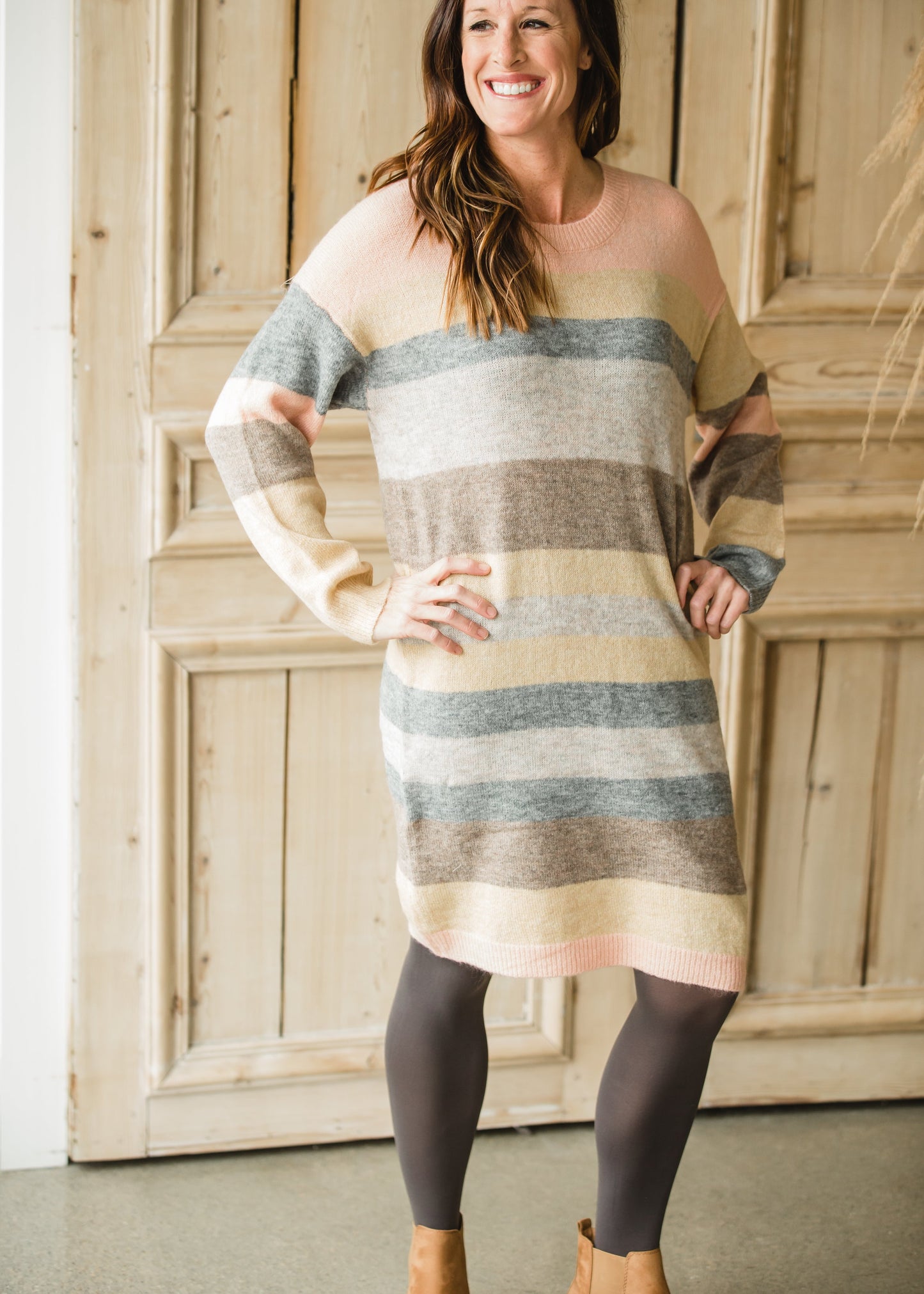 Pastel Melange Striped Sweater Midi Dress - FINAL SALE Dresses